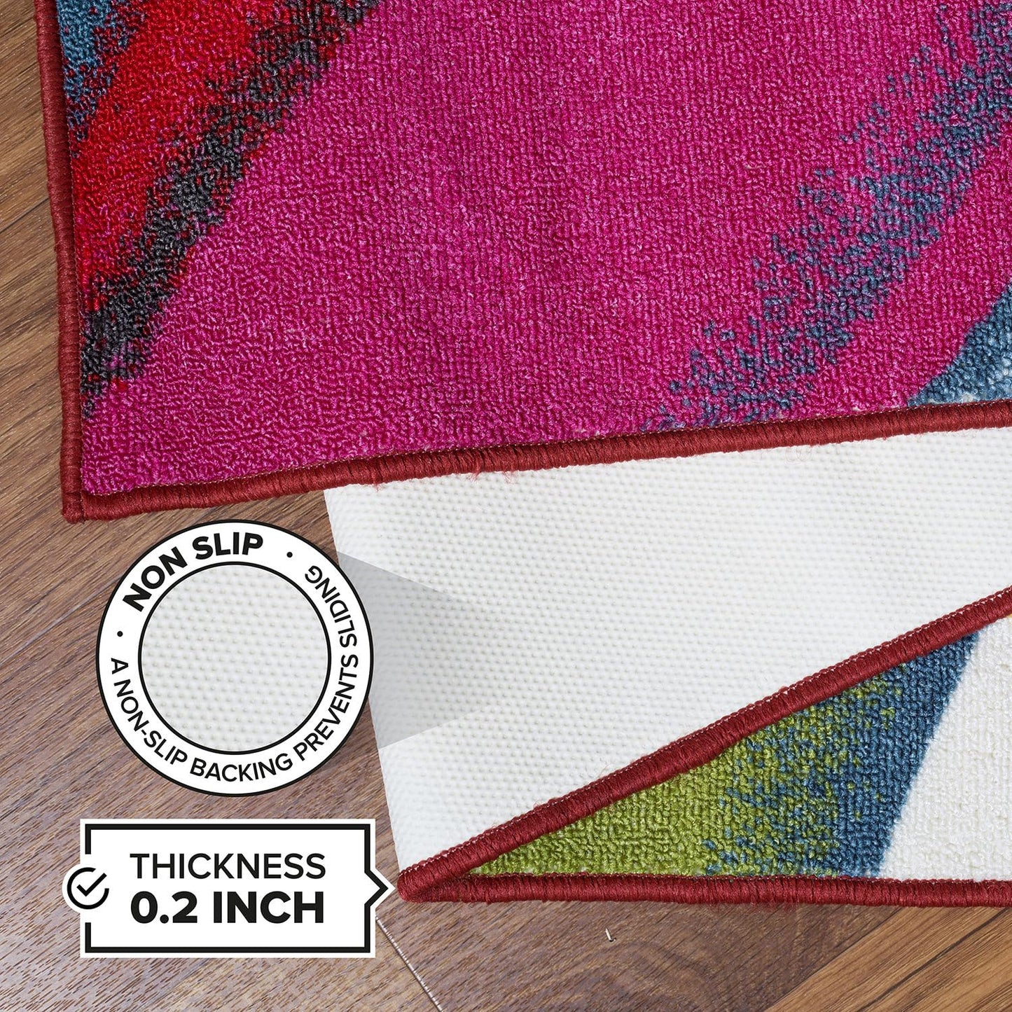 Rugshop Modern Contemporary Waves Non-Slip (Non-Skid) Area Rug 5 X 7 (5' 3" X 7' 3") Multi