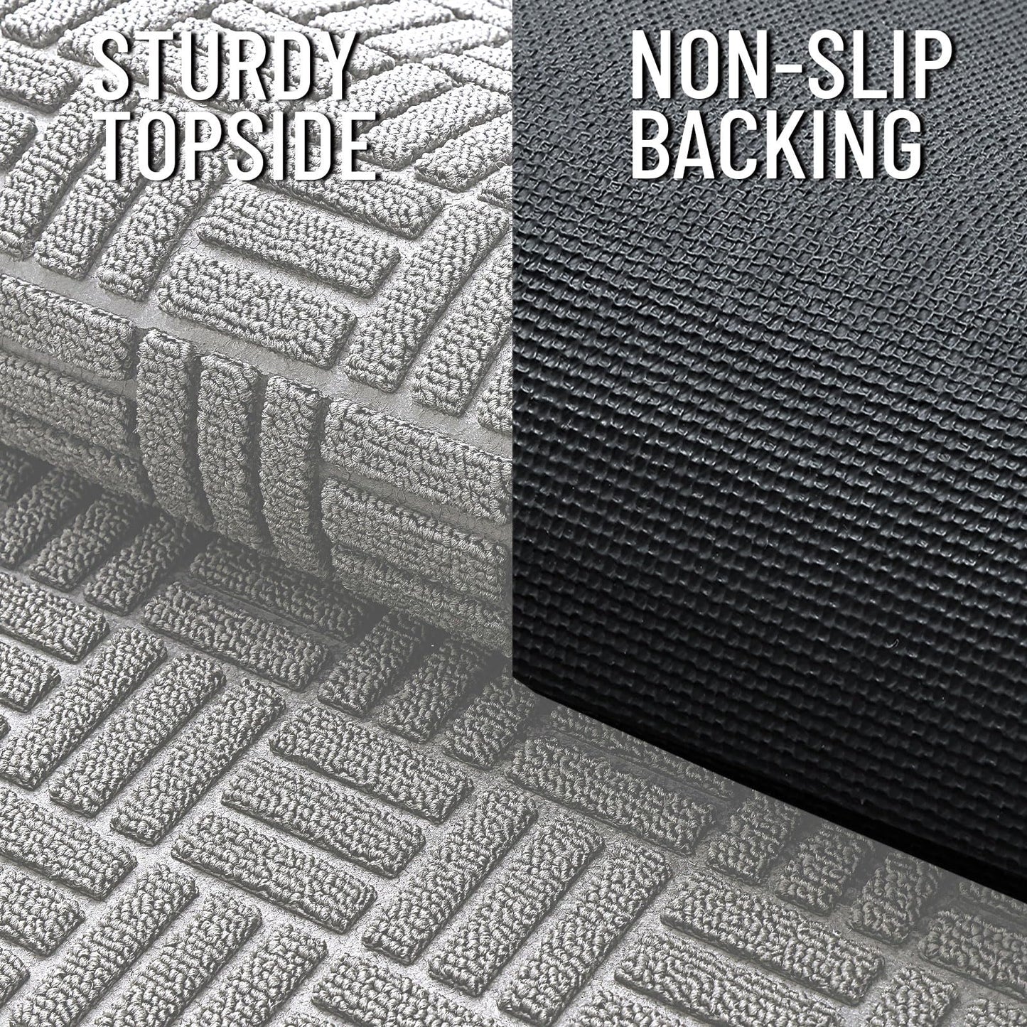 OLANLY Front Door Mat Outside Entrance 29.5x17, Absorbent, Heavy Duty Sturdy Natural Rubber Doormat Indoor Outdoor, Non-Slip, Stain and Fade Resistant, Low Profile Floor Mat for Entryway, Light Gray
