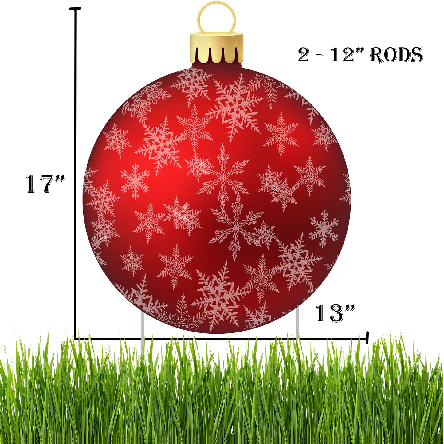 Rogue River Tactical Christmas Classic Yard Sign for Home Decor and Lawn Decoration With Stakes Red Ornament Snowflakes