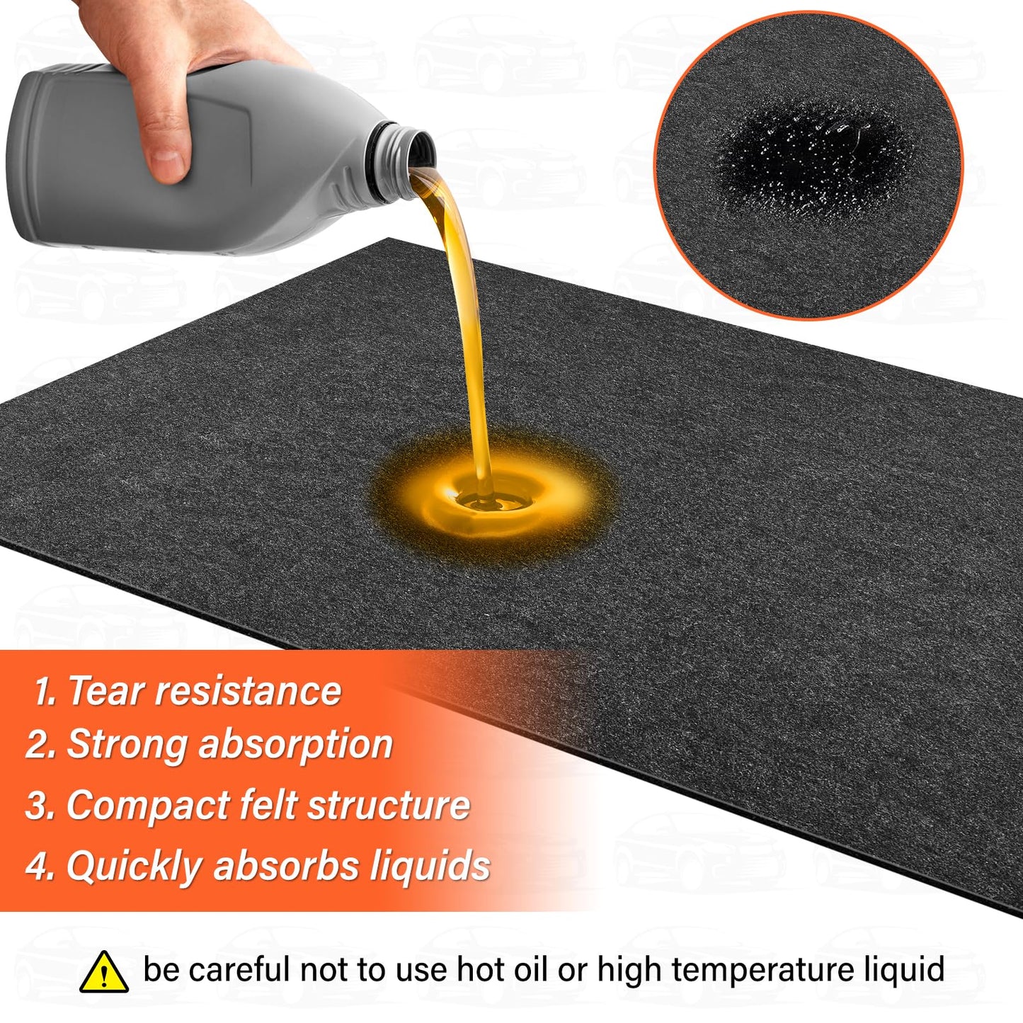 TIXANF 17 x 7.6FT Extra Large Garage Floor Mat, Premium Oil Leaks Absorbent Oil Spill Mat,Waterproof Backing Garage Mat,Reusable, Washable, Protects Floor from Spills, Drips, Splashes and Stains