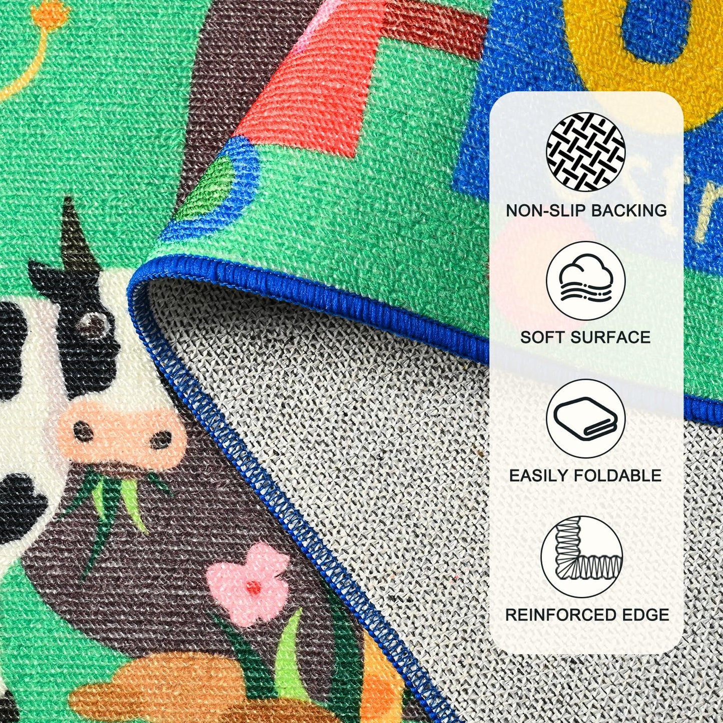 Zedrew Kids Rug for Playroom, 3x5 ABC Educational Carpet for Classroom, Fun Alphabet Area Rugs for Learn Numbers Season Animal Weather and Shapes Playmat for Girls Boys Room Nursery Decor