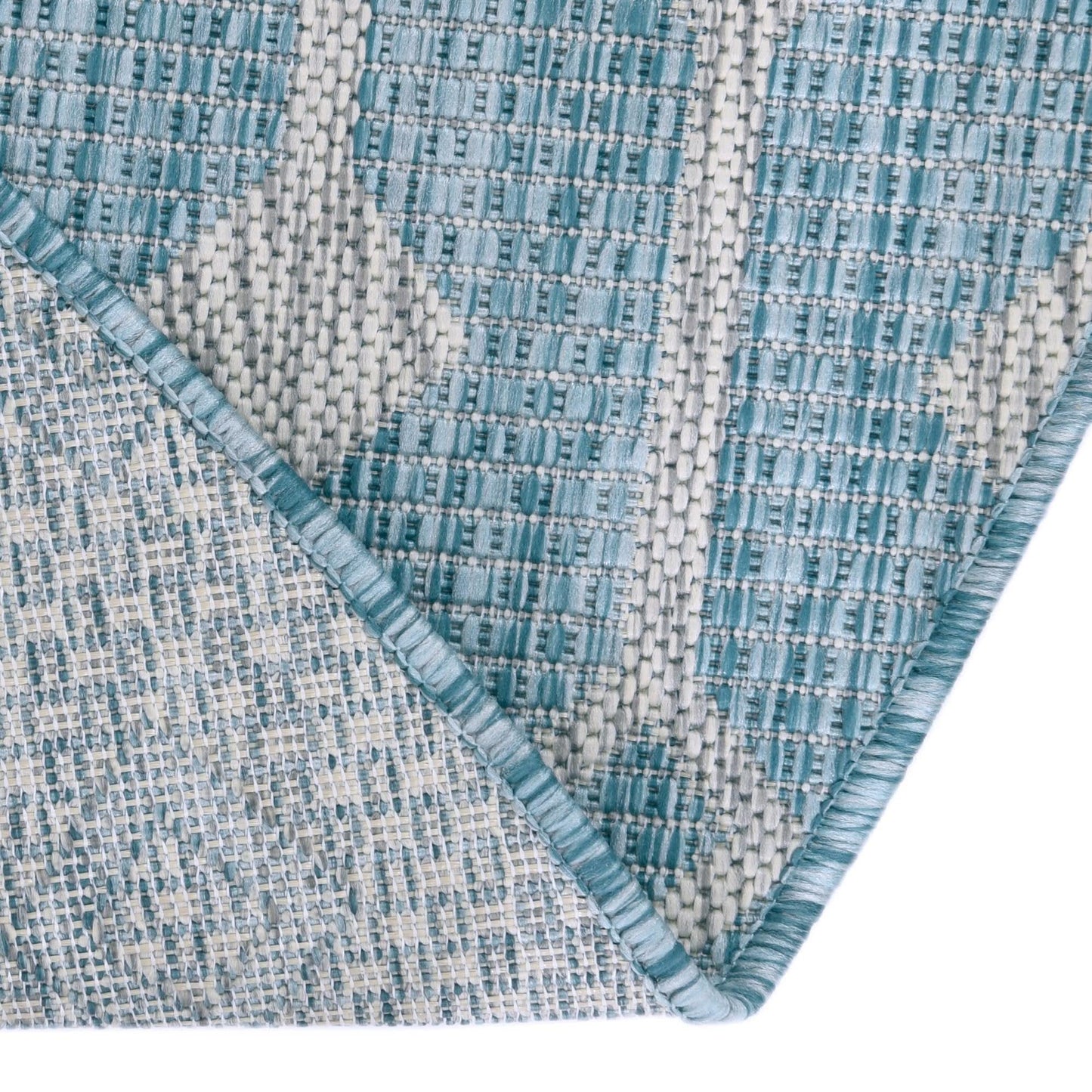 Unique Loom Outdoor Trellis Collection Area Rug - Tribal Trellis (3' 3" x 5' 3" Oval, Aqua/ Ivory)