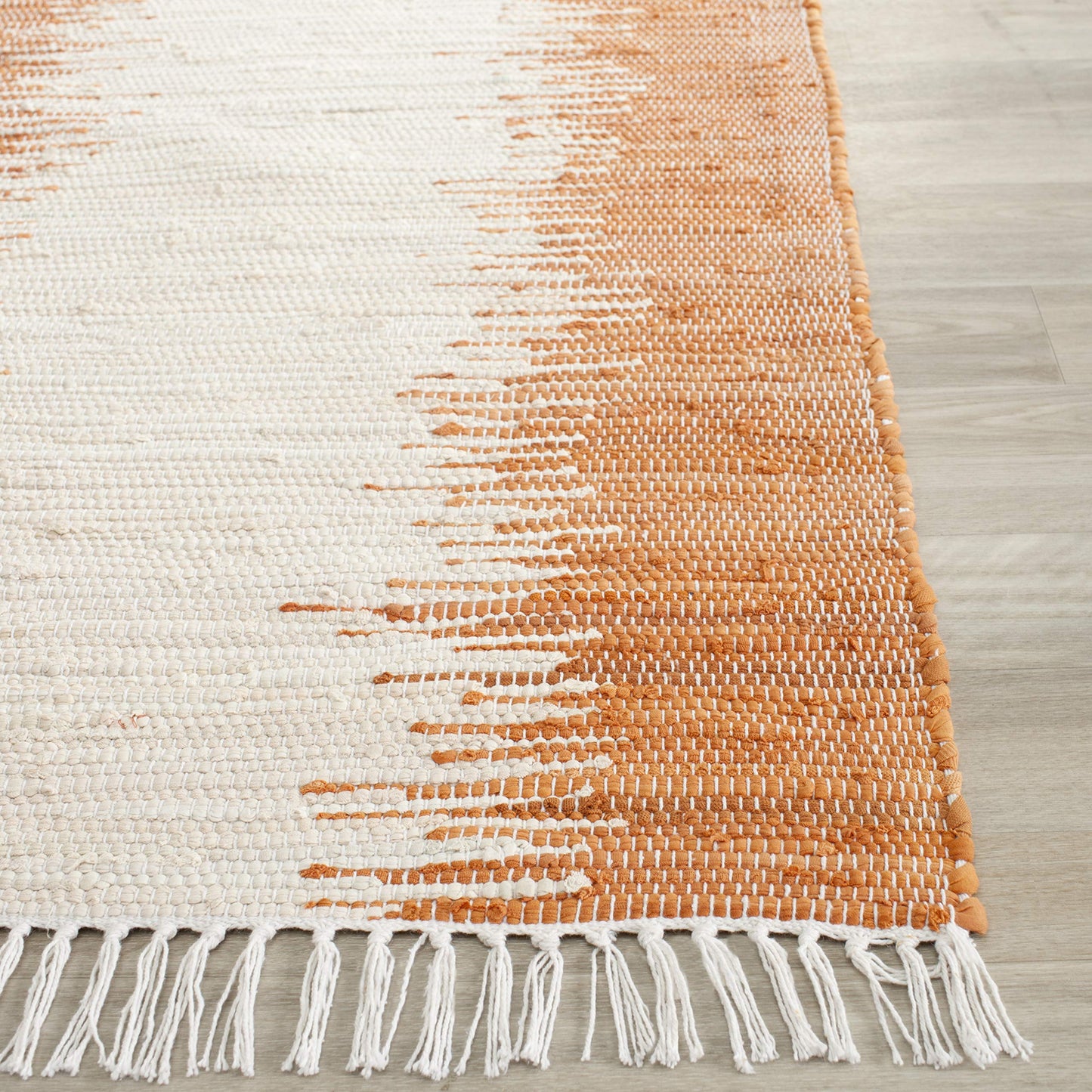 SAFAVIEH Montauk Collection Runner Rug - 2'3" x 9', Orange, Handmade Stripe Fringe Cotton, Ideal for High Traffic Areas in Living Room, Bedroom (MTK751C)