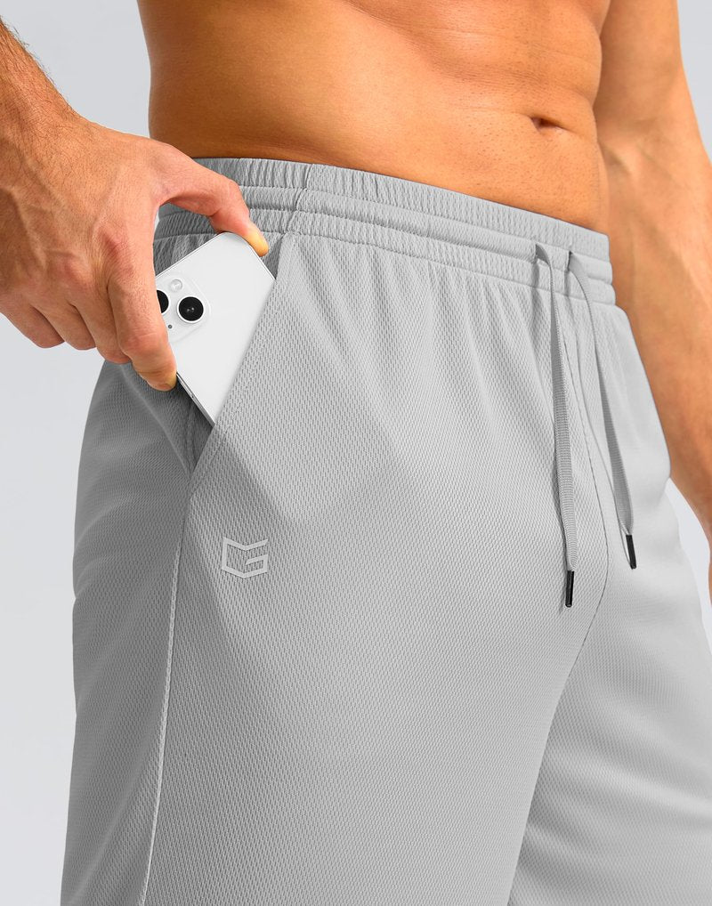 G Gradual Men's Athletic Shorts with Pockets 9" / 11" Long Basketball Shorts Lightweight Quick Dry Gym Workout Shorts for Men(Light Gray,4XL)