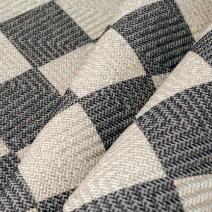 HUGEAR 5x8 Outdoor Rug Black/Beige Linen-Look Fabric Checkered Area Rug High Traffic Stain Resistant Easy Clean Durable Rugs for Indoor/Outdoor Patio Deck Balcony Porch Garden Courtyard