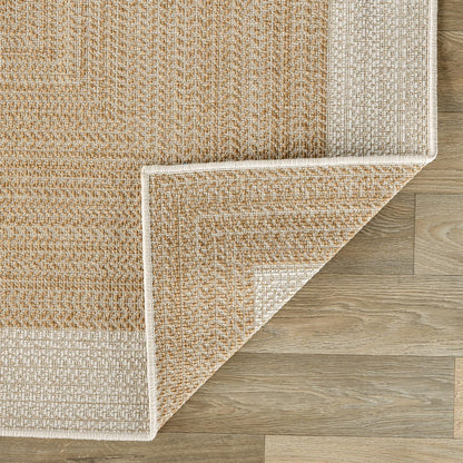 Rugshop Natural Braided Geometric Reversible Weather Resistant Indoor/Outdoor Area Rug, for Patio, Balcony and Living Room, 5' x 7'
