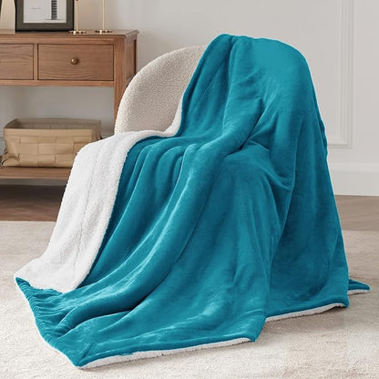 Bedsure GentleSoft Sherpa Fleece Throw Blanket Twin Size for Couch - Thick and Warm, Soft Fuzzy Plush Twin Blanket for Winter, Teal, 60x80 Inches