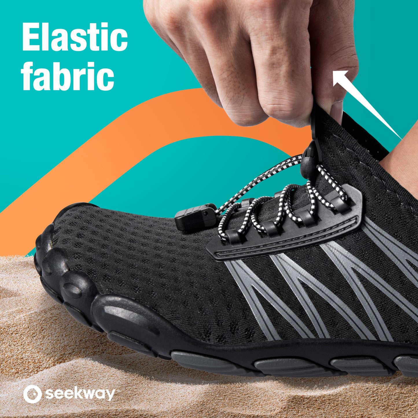 SEEKWAY Water Shoes Sports Quick-Dry Barefoot Aqua Beach Pool Lake Swim Boating Hiking Surfing Men Women 406-Black SP001