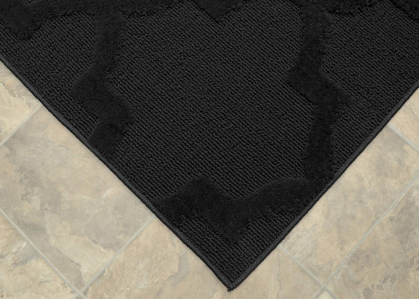 Garland Rug Quatro Black 5' x 7' Cut-Loop Trellis Area Rug –Soft, Comfortable, Stylish & Budget-Friendly Rug in a Beautiful Solid Black