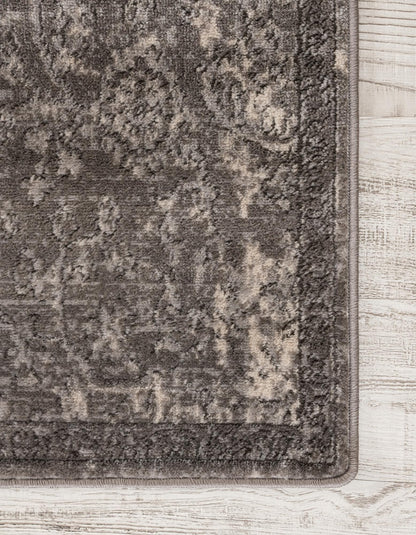 Rugs.com Oregon Collection Rug – 8 Ft Runner Gray Low-Pile Rug Perfect for Hallways, Entryways