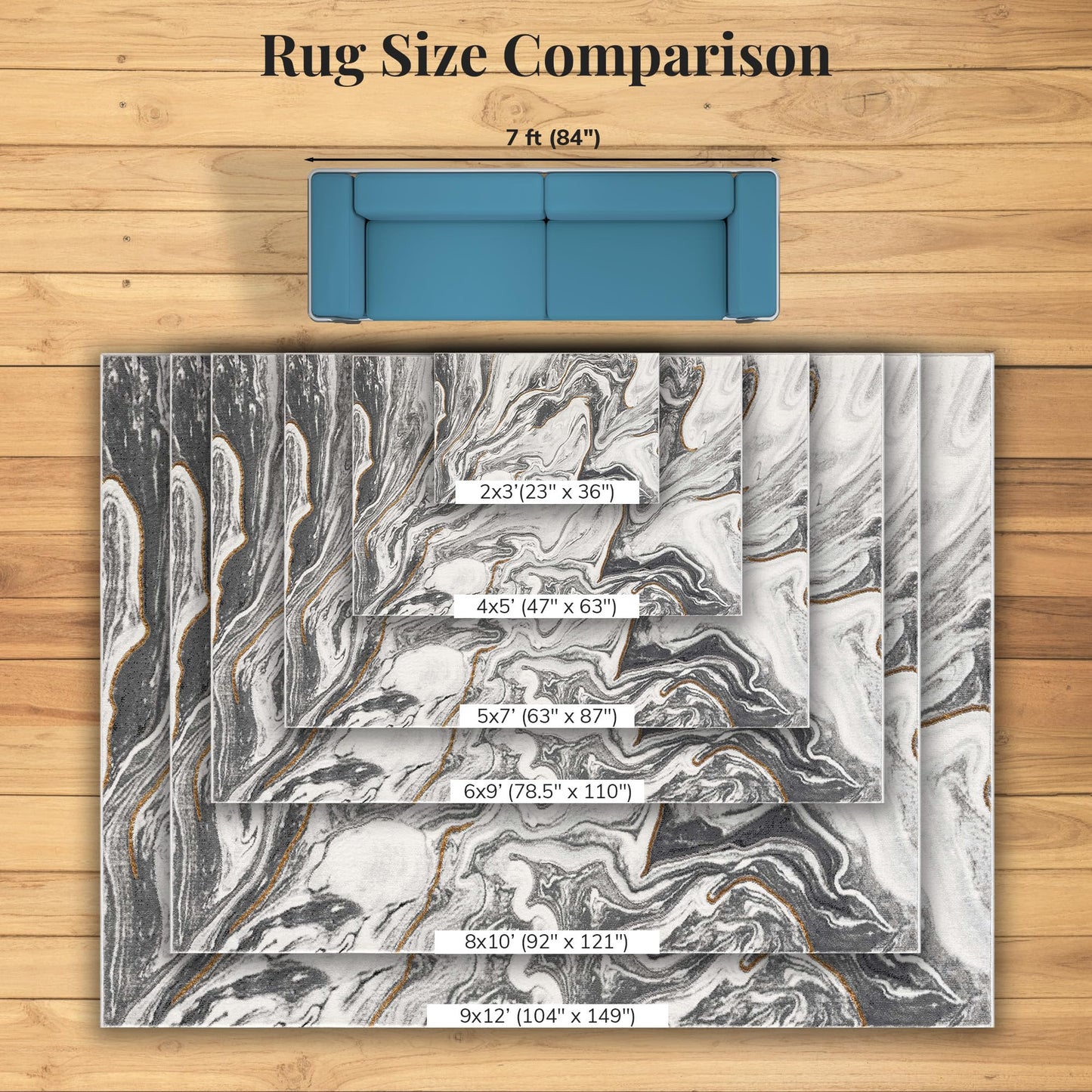 LUXE WEAVERS Marble Abstract Pattern Gray 5x7 Area Rug