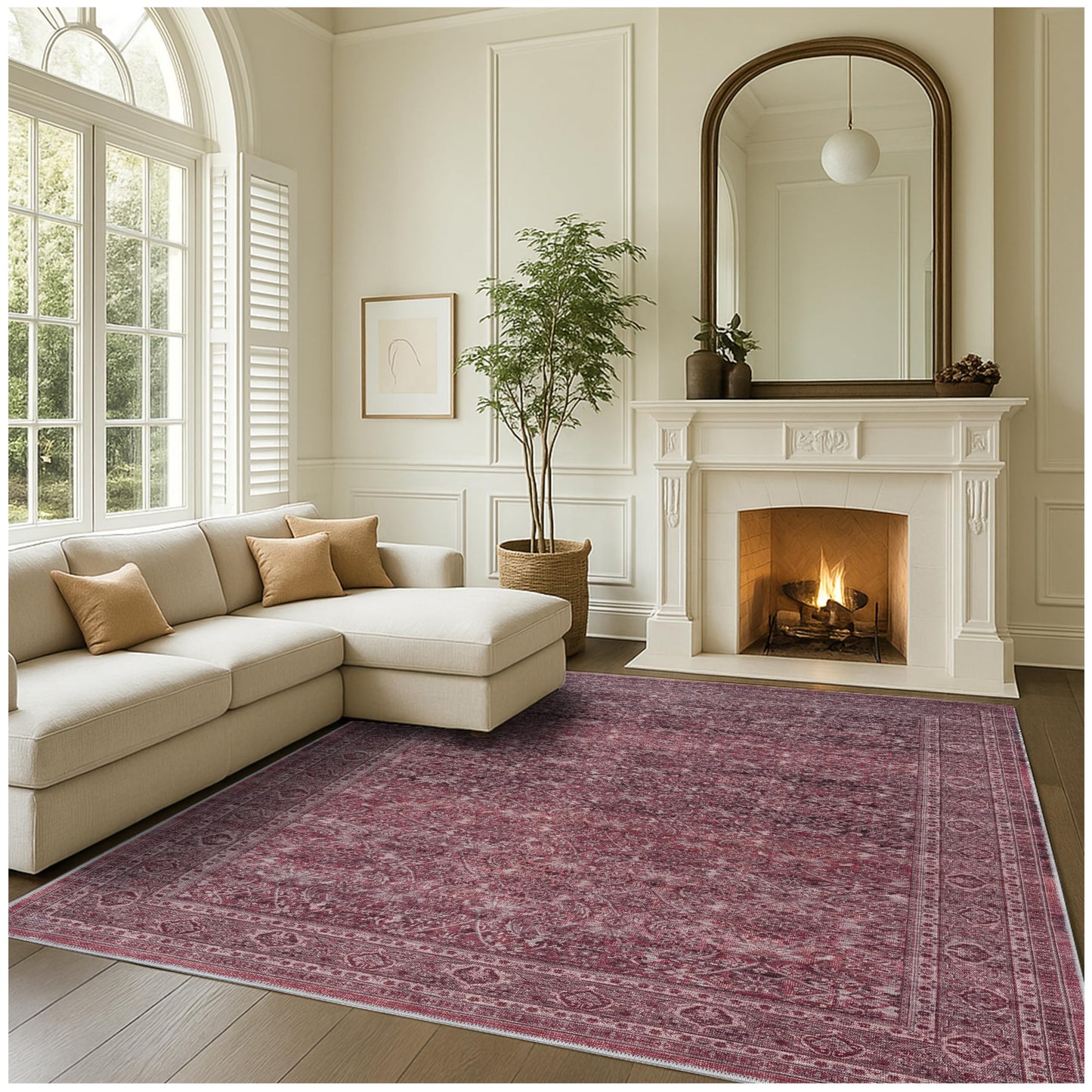 Fame Rugs Turkish Rug. Washable Vintage Oriental Antique Inspired Traditional Doormat Small Modern Area Rugs Luxury Entryway Entry Bedroom Bathroom Kitchen (395RR, 2' x 3')