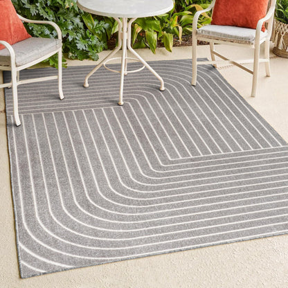 JONATHAN Y Odense High-Low Angle Indoor/Outdoor Area Rug, 8x10, Gray/Ivory, Modern, Contemporary, Geometric, Bohemian, Bedroom, Kitchen, Living Room, Non Shedding (SCN101B-8)