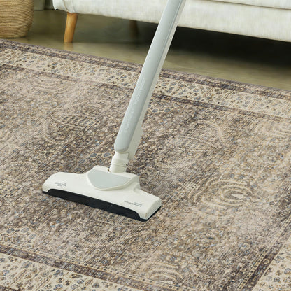 Brown 5x7 Area Rugs for Living Room, Vintage Washable Rugs with Non-Slip Backing, Low Pile Retro Soft Carpet for Bedroom, Study Room, Home Office, Dining Room, Brown