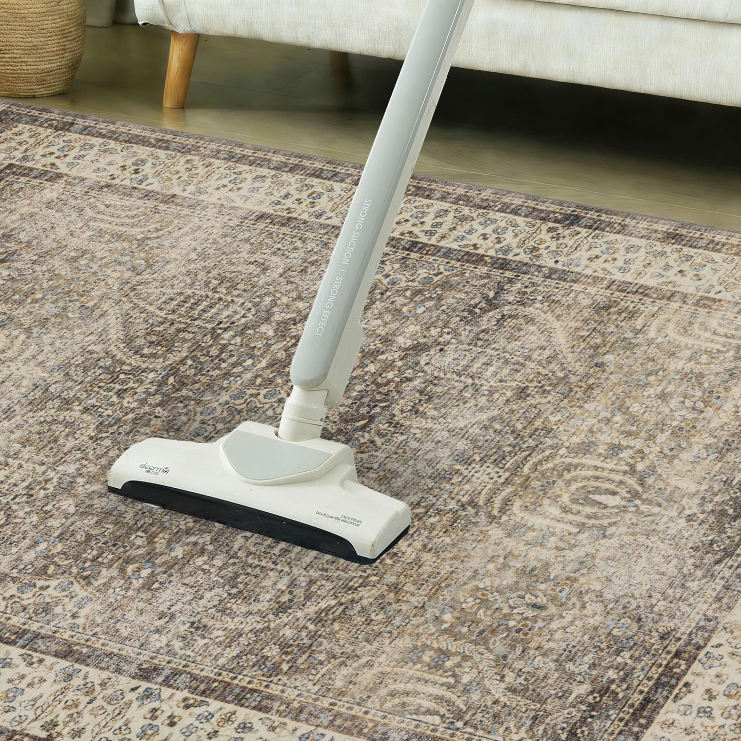 RCTJHOME 4x6 Brown Vintage Oriental Washable Area Rug Non-Slip Soft Carpet