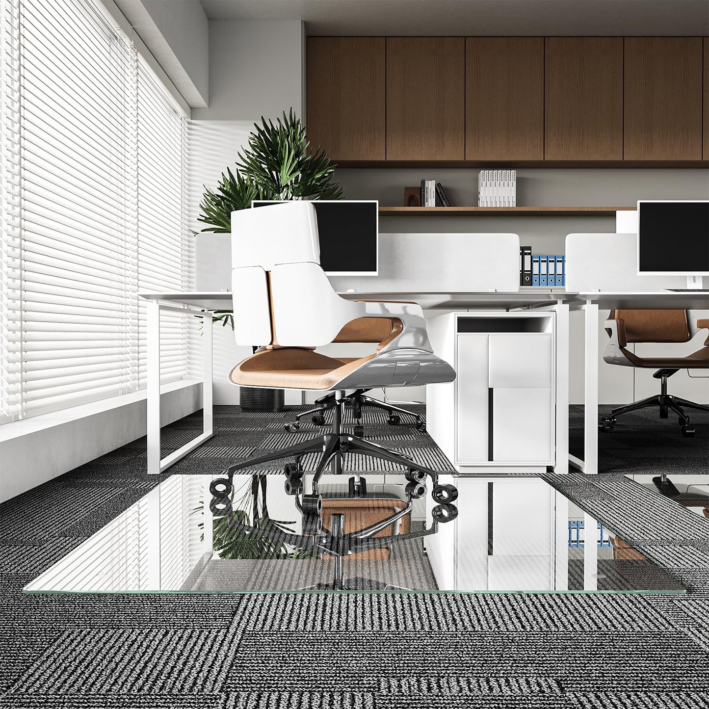 Koonmi Chair Mat for Carpet, Tempered Glass 30"x48" Office Chair Mat, Glass Chair Mats with Rounded and Polished Edges, Ideal for Hardwood Floor, Carpet, Office, Desk, Rolling Chair