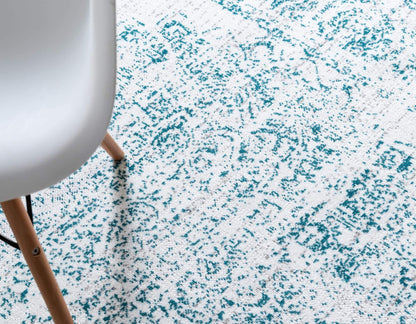 Unique Loom Aarhus Collection Vintage Border Area Rug (8' 0 x 10' 0 Rectangular, Cream/Teal)