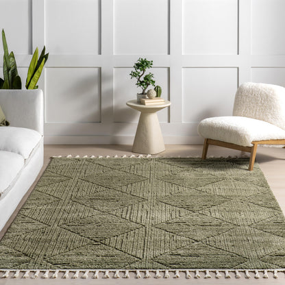 Nuloom Kerry Green, 5'3" x 7'6", Geometric, Soft and Cozy, High Traffic, Stain Resistant, Easy Clean, Durable Area Rug for Bedroom, Living Room, Dining Space, Den, Foyer, Entryway