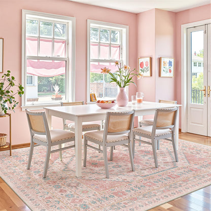 zesthome Pink Rug - 5x7 Area Rugs for Bedroom, Stain Resistant Washable Rugs for Nursery Room, Living Room, Home Decor, Girls Rug (Pink/Blue,5'x7')