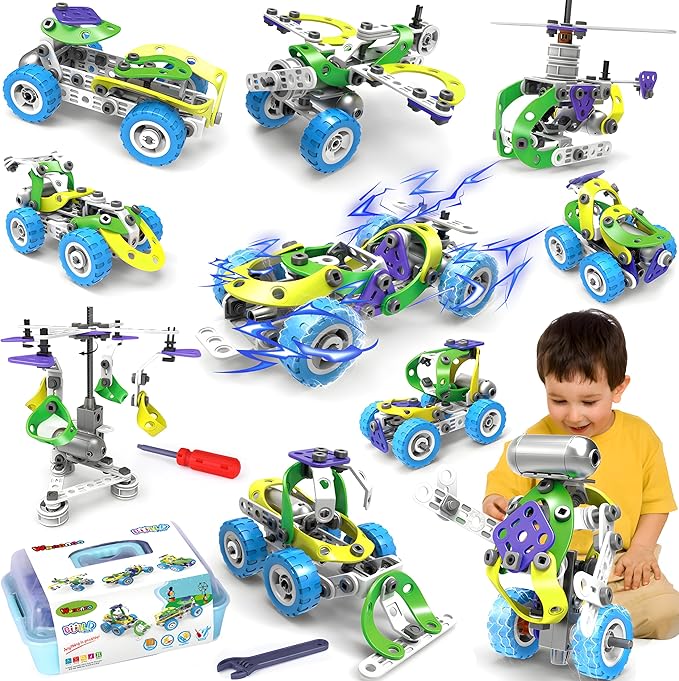 10 in 1 STEM Toys for 4 5 6 7 8+ Year Old Boy Easter Birthday Gifts Building Toys for Kids Ages 4-8 5-7 6-8 Educational Stem Activities for Boy 4-6 8-10 Erector Set Construction Creative Games