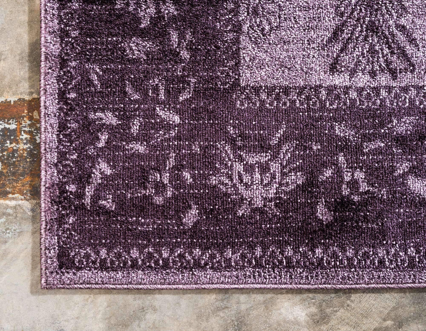 Unique Loom La Jolla Collection Farmhouse, Contemporary, Botanical, Traditional, Vintage Area Rug (8' 0 x 8' 0 Square, Violet/Dark Purple)