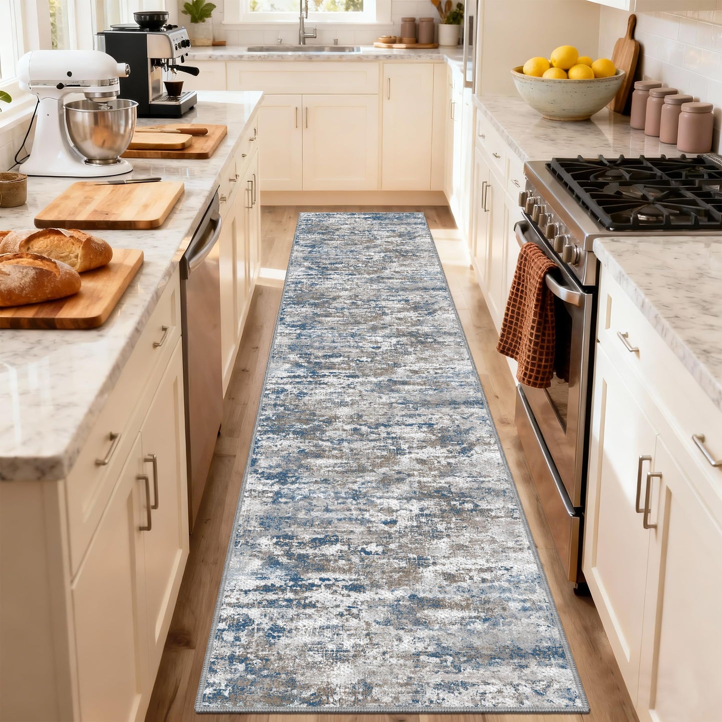 TTelephant Runners for Hallways Ultra Non-Slip 2x10 Long Runner Rugs Washable Abstract Tear and Stain Resistance No Pile Lightweight Modern Rug Runners for Entryway, Kitchen, Walkway, Entrance, Multi
