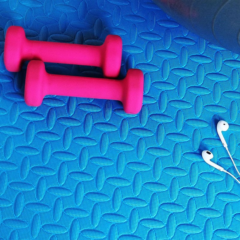 BalanceFrom Puzzle Exercise Mat 3/4" Thick, EVA Interlocking Foam Floor Tiles for Home Gym, Mat for Home Workout Equipment, Floor Padding for Kids, Blue, 24 in x 24 in x 3/4 in, 24 Sq Ft - 6 Tiles