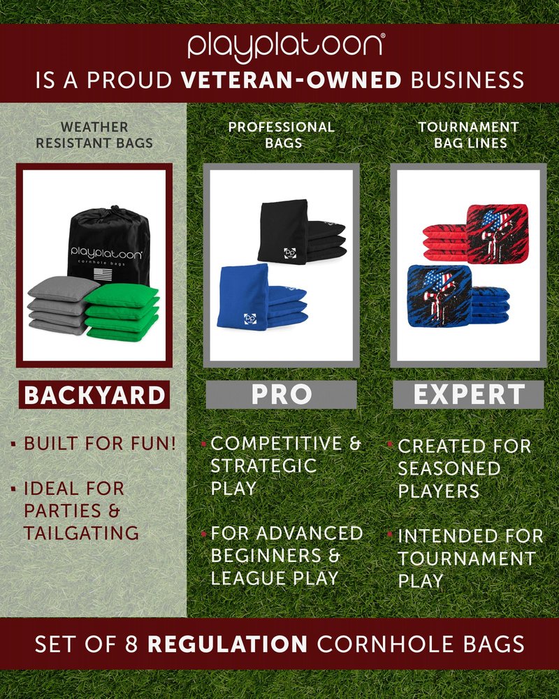 Play Platoon Weather Resistant Cornhole Bags - Set of 8 Regulation Corn Hole Bean Bags - Team Bride & Team Groom Wedding Theme - Durable Duck Cloth Corn Hole Bag for Tossing Game, Includes Tote Bag