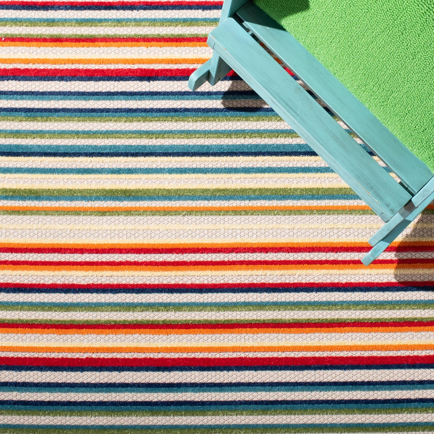 SAFAVIEH Washable Rug Outdoor Cabana Collection - 8' x 10', Ivory & Green, Non-Shedding & Easy to Clean, Ideal for Patio, Backyard, Mudroom (CBN323A)