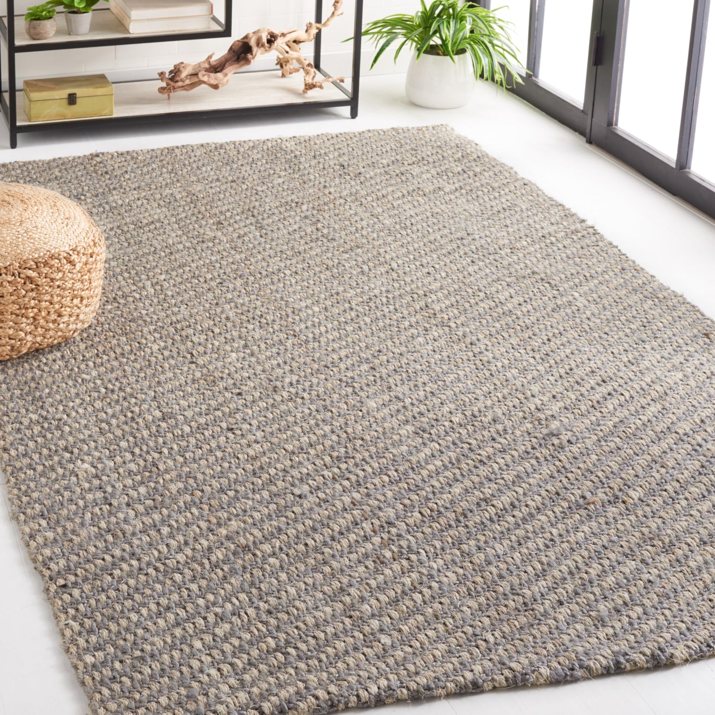 SAFAVIEH Natural Fiber Collection Area Rug - 6' x 9', Natural & Grey, Handmade Sisal & Jute, Ideal for High Traffic Areas in Living Room, Bedroom (NF470A)