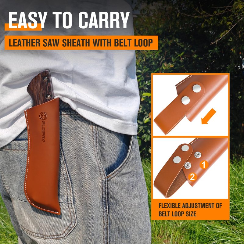 ALDIPRO 7" Folding Hand Saw with Genuine Wenge Wood Handle & Premium Brown Leather Sheath, Heavy Duty SK5 High Carbon Steel Pruning Saw for Bushcraft, Survival Gear, Camping & Tree Trimming, Gift