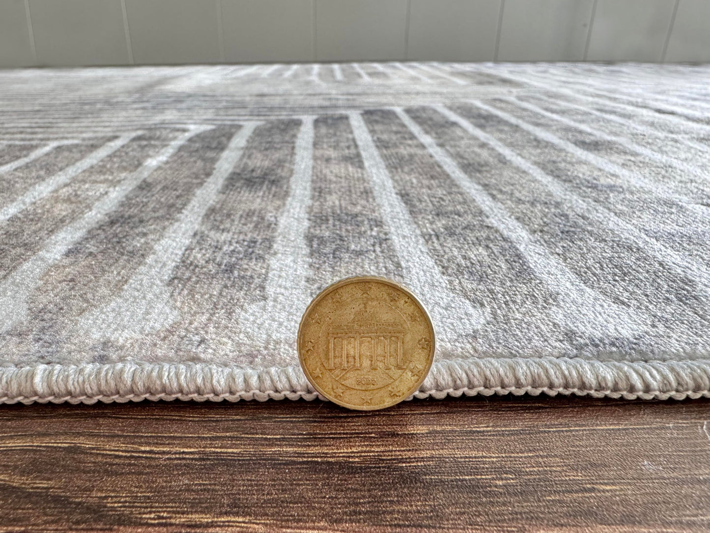 GLN Rugs Contemporary - Ephesus - Machine Washable Area Rug, Modern Washable, Non Slip, Low Pile Area Rug, Entryway, Hallway, Kitchen Rug - Easy Clean (3' x 5' Lines Cream)