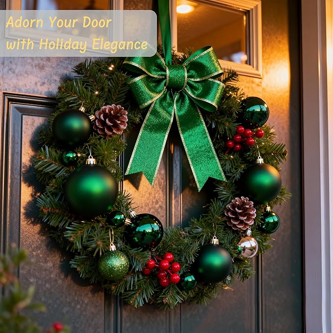 Christmas Tree Decorations Ornament Set, 50ct Dark Green Shatterproof Christmas Ball Ornaments Hanging Xmas Holiday Party Decor(1.57"-2.36")