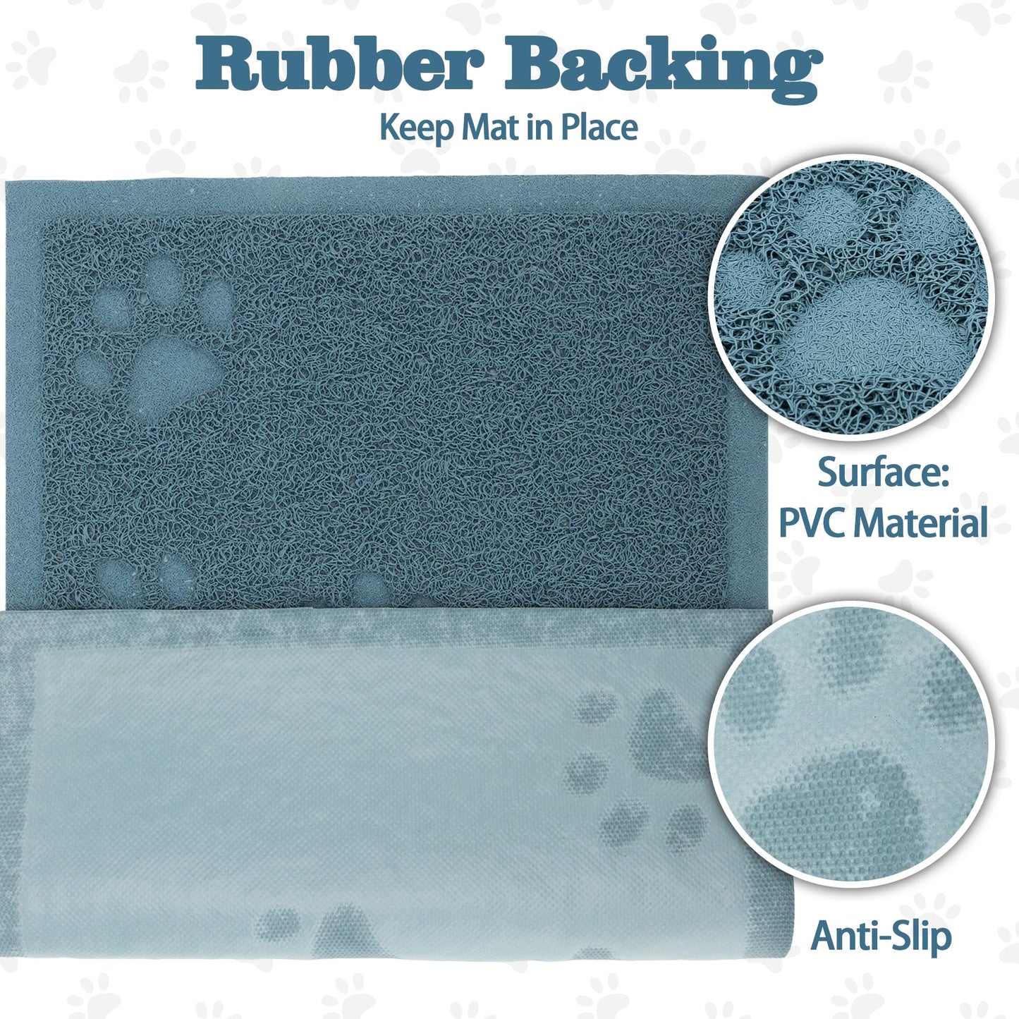Darkyazi Cat Litter Box Mat for Floor Litter Trapping Mat Non-Slip Backing, Scatter Control, Easy Clean, Water Resistant, Soft on Paws (15.75" x 11.75",Silver Blue)