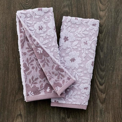 SKL Home Floral Jacquard 100% Cotton 2pc Hand Towel Set, Reversible & Decorative