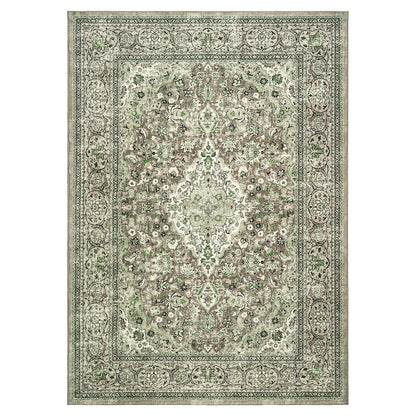 Goideal Washable Rug 4x6, Sage Green Area Rugs Non Slip, Indoor Low Pile Carpet with Rubber Backing for Living Room Kitchen Bathroom Entryway Office Bedroom