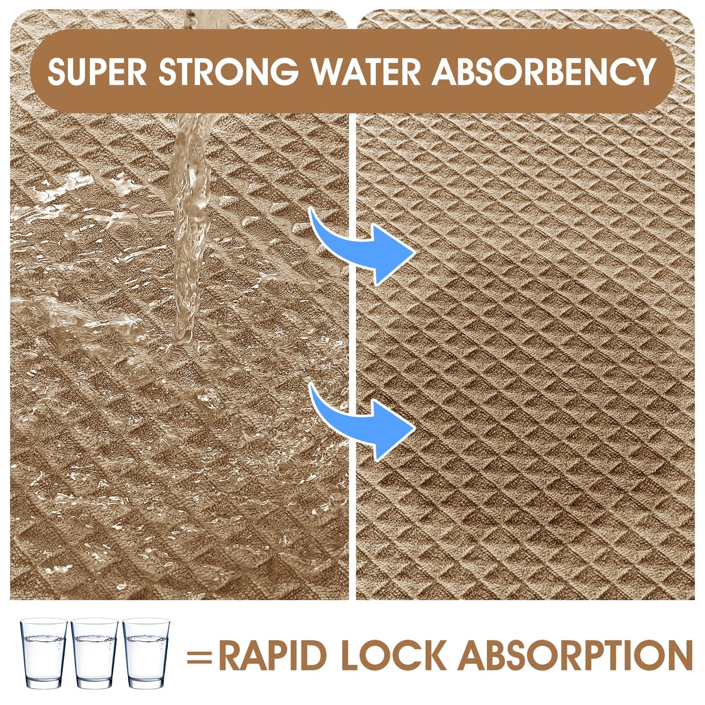 ACCUMTEK Memory Foam Bath Mat, Ultra Soft Absorbent Waffle Bathroom Rugs, Super Non-Slip PVC Backing Bath Rug Quick Dry, Machine Washable Rug for Tub, Shower, Home Decor Accessory, 32" x 20", Beige