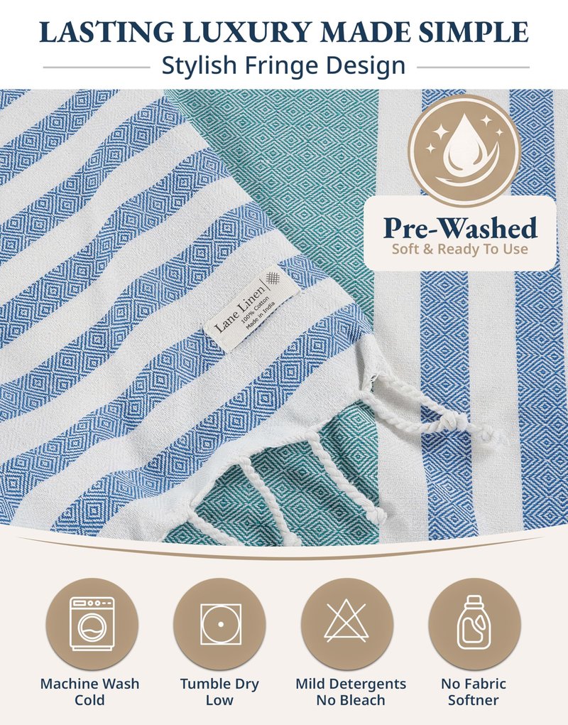 LANE LINEN Oversized Beach Towels 4 Pack - Extra Large, Absorbent & Quick Dry, No Sand, Pool Towels for Adults, 39"x71" - Multi