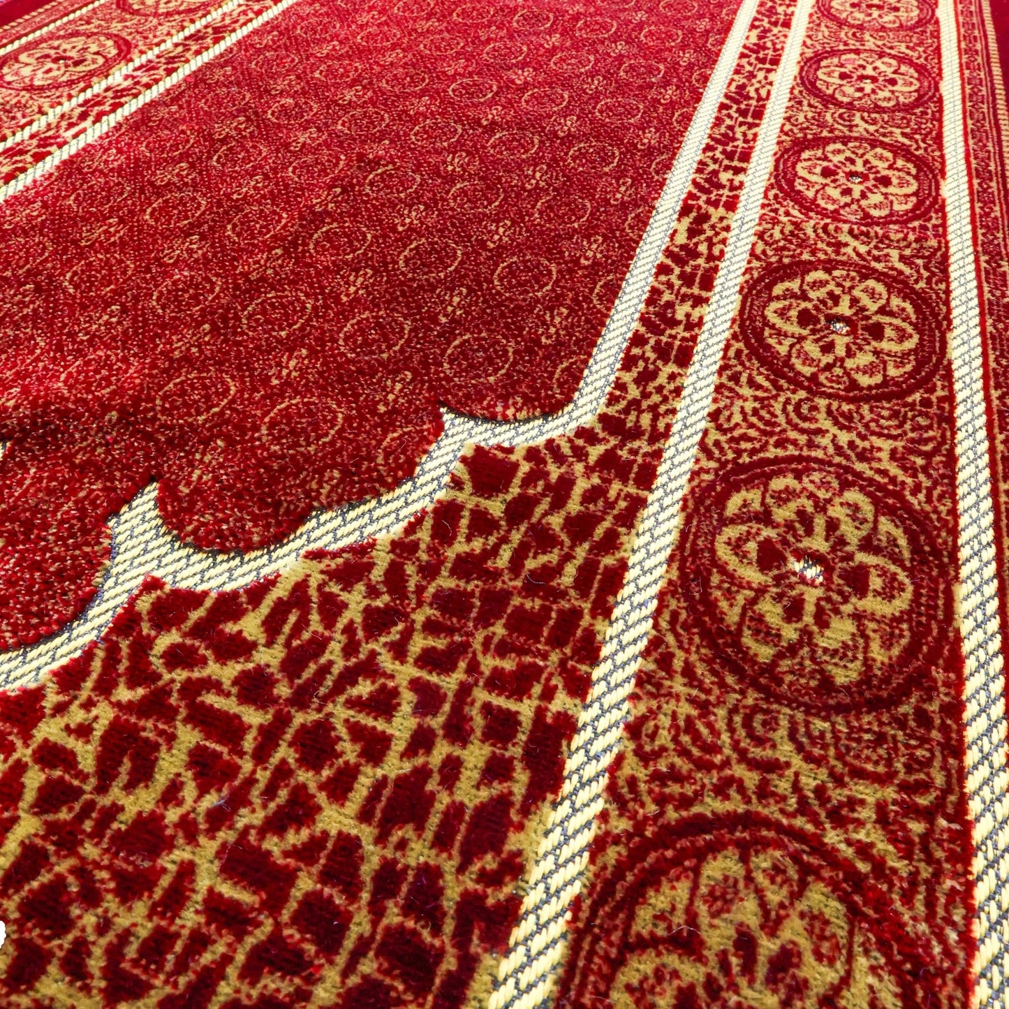 FIRASET Muslim Prayer Rug, Soft Plush Thin Islamic Prayer Mat, Janamaz, Sajada, Praying Carpet, Islamic Gift for Men & Women, Islamic Mat, Bordeaux, Eid & Ramadan Gift with Prayer Beads, 26x43 inch
