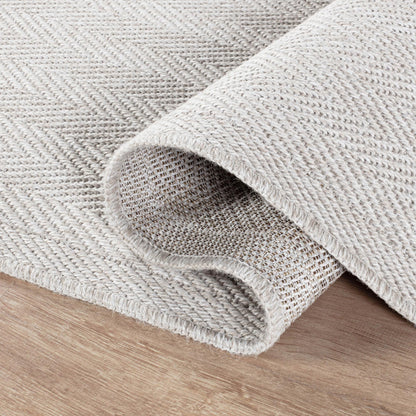 CAMILSON Easy Jute Rug 9x12, Indoor Outdoor Off-White Color Fiber Area Rugs for Living Room and Patio Rug Herringbone Seagrass Boho Woven Design Easy-Cleaning Washable Outside Carpet Alfombras 9 x 12
