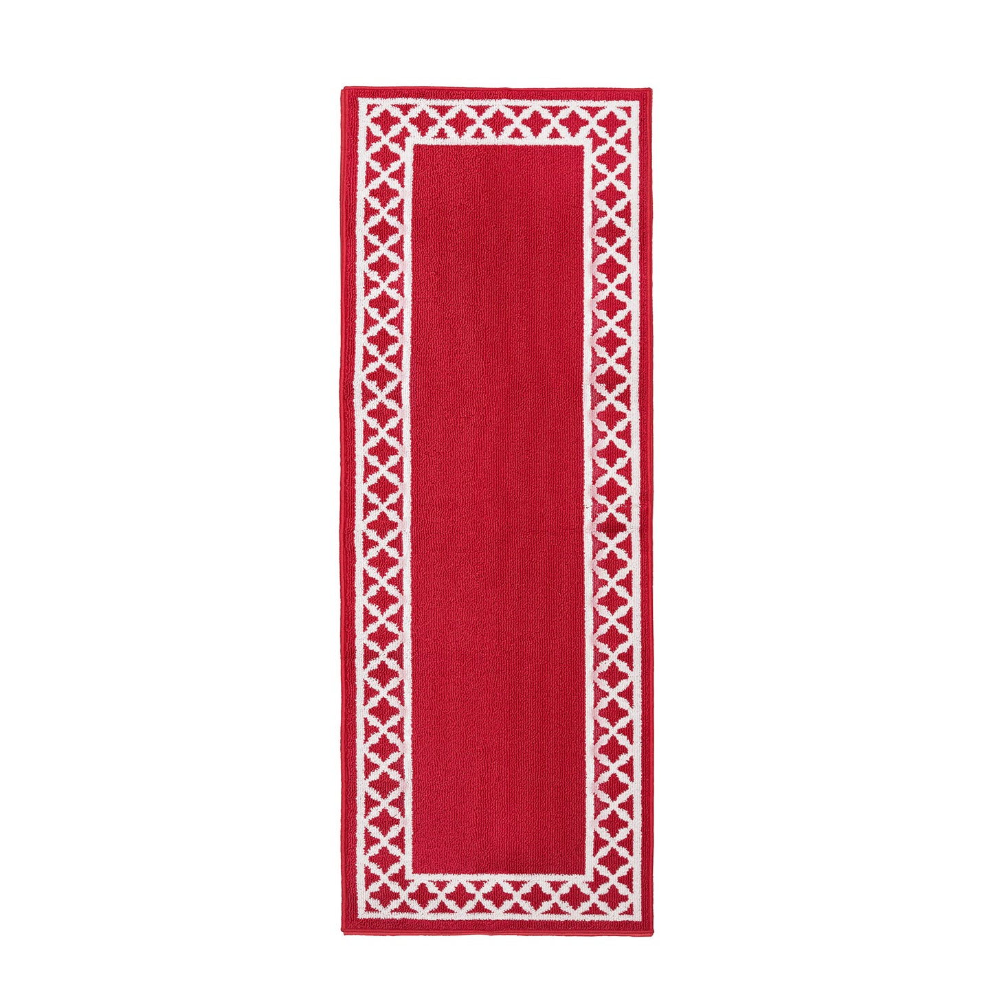 Nautica – Runner Rug | Indoor Runners for Hallways and Entry Rugs| Non-Slip and Non-Skid Entry and Kitchen Door Mat| Machine Washable Entryway Carpet Rugs | 26” x 72” | Trellis Red