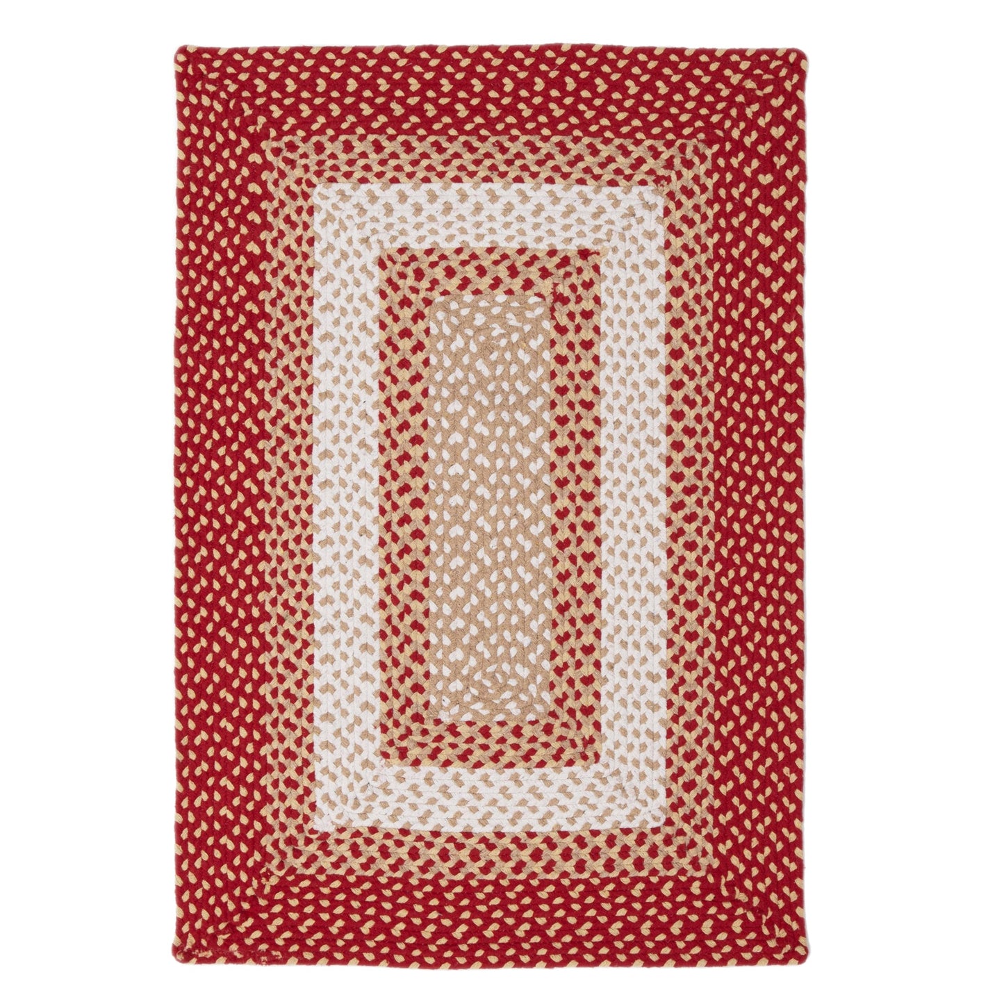 Super Area Rugs 4X6ft Farmhouse Braided Rug - Natural Soft Cotton Carpet for Dining Room/Kitchen - Primitive Country Woven Rug - Red/Cream/Ivory