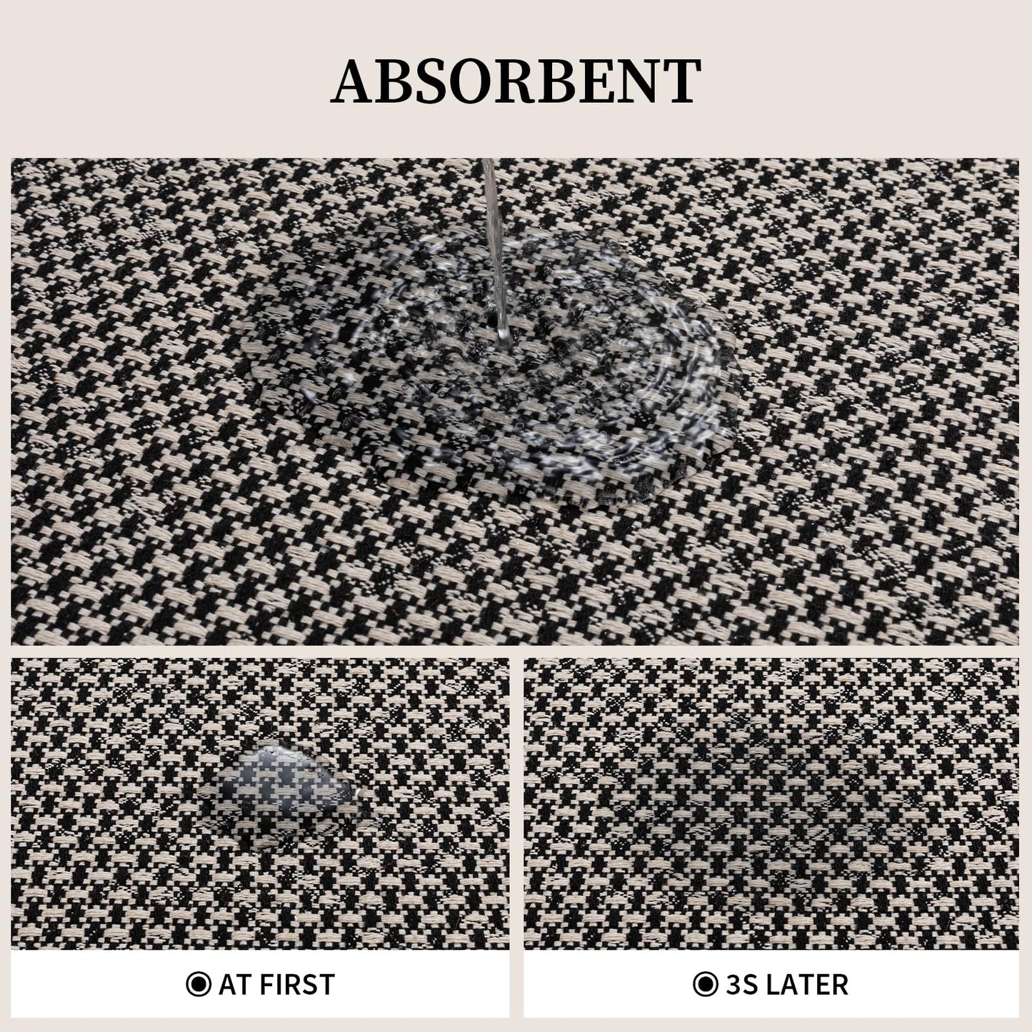 YIHOUSE Thin Bath Mat Black Bathroom Rugs Sets 2 Pieces, Non Slip Absorbent Mats Quick Dry, Woven Rugs Washable, Tapetes para Baño for Bathroom Toliet,Bathtub(17"x24"+17"x32")