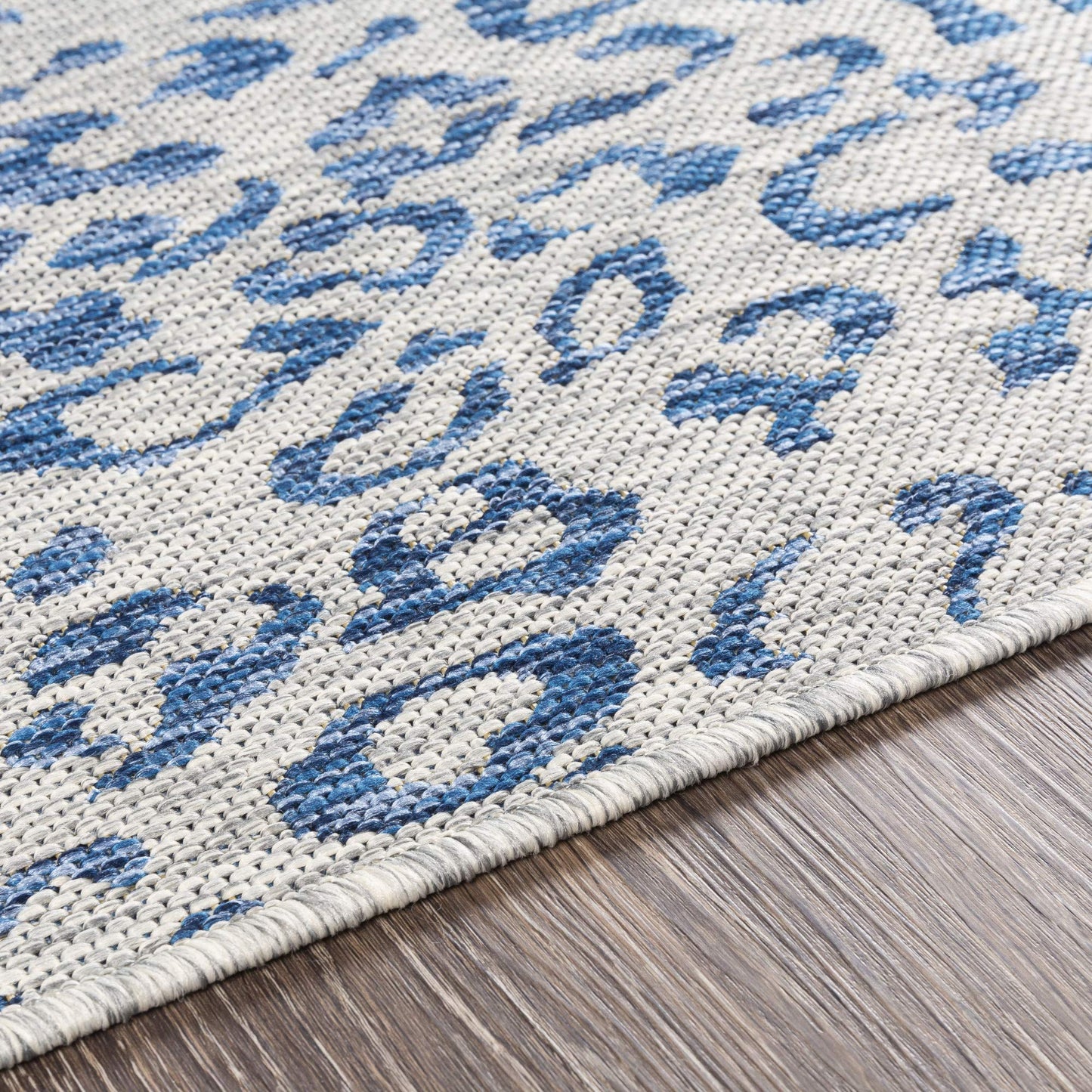 Livabliss Esperanza Leopard Outdoor Area Rug,5'3" x 7'7",Bright Blue/Ivory