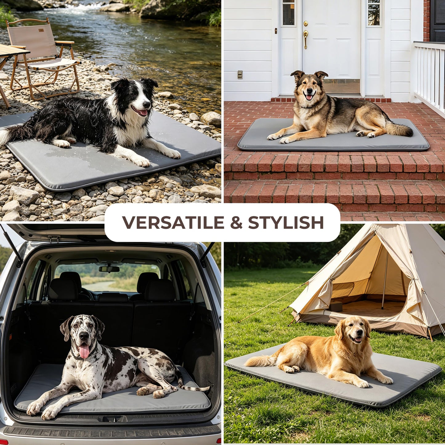 Warmrest Waterproof Dog Crate Pad Medium Sized Dog, Dual-Sided Outdoor Dog Bed for Crate Washable, Cooling Dog Sleeping Foam Mat, Wipeable, 35×22, Grey