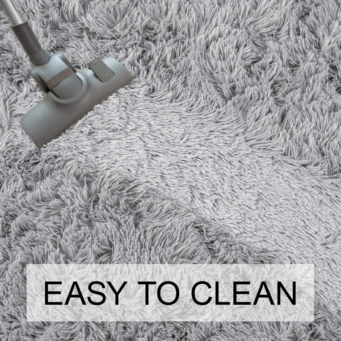 junovo Ultra Soft Washable Shaggy Rug - Non-Slip Oval Carpet for Nursery, Kids Bedroom & Home Decor (2.6x5.3ft Grey) | Plush Fluffy Floor Mat for Cozy Living Spaces