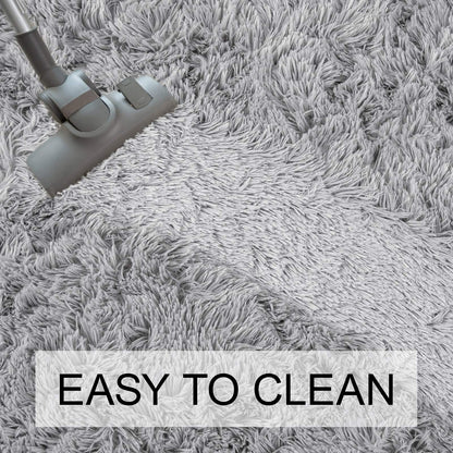 junovo Ultra Soft Washable Shaggy Rug - Non-Slip Oval Carpet for Nursery, Kids Bedroom & Home Decor (2.6x5.3ft Grey) | Plush Fluffy Floor Mat for Cozy Living Spaces