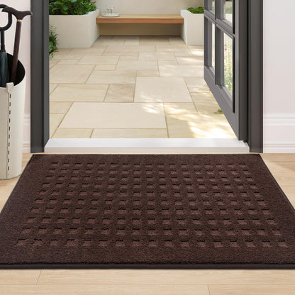 BEQHAUSE Dirt Trapper Door Mats 24"x36", Non-Slip Waffle Doormat Indoor Entrance Low-Profile, Dirt Resist and Absorbent Entryway Rugs Washable Inside Welcome Floor Mat for Front Back Door, Dark Brown
