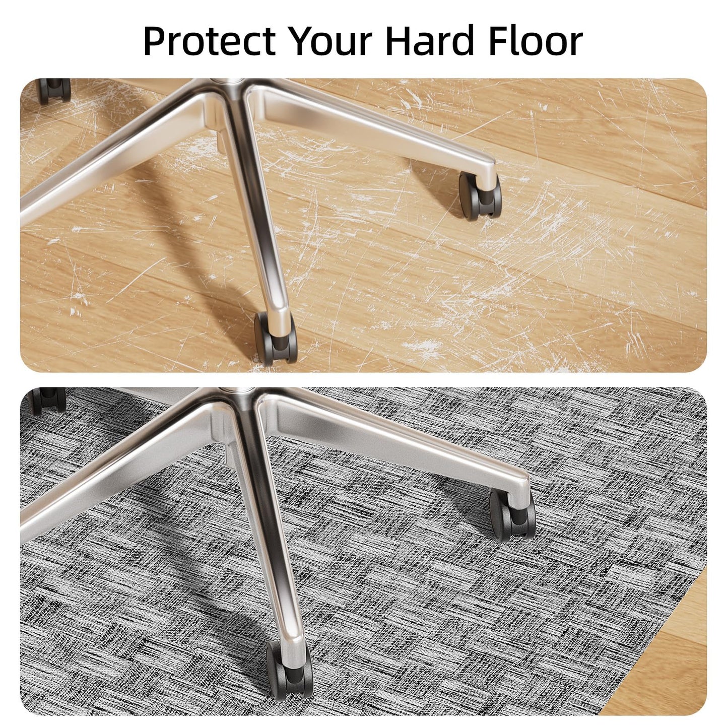 Yecaye Office Chair Mat for Hardwood Floor,30" x 48" Under Computer Desk Floor Protects for Rolling Chair,Non Slip PVC Woven Gaming Chair Mat,Not for Carpet (Lightgrey, 30" x 48")
