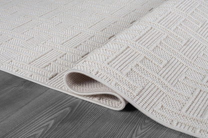 Luul Home Micro Loop Indoor Rug White 5x7 Boho Geometric Neutral Area Rugs for Living Room Soft Luxury Modern Low and High Pile Durable Stain Resistant Non-Shedding Indoor Area Carpet 5 x 7